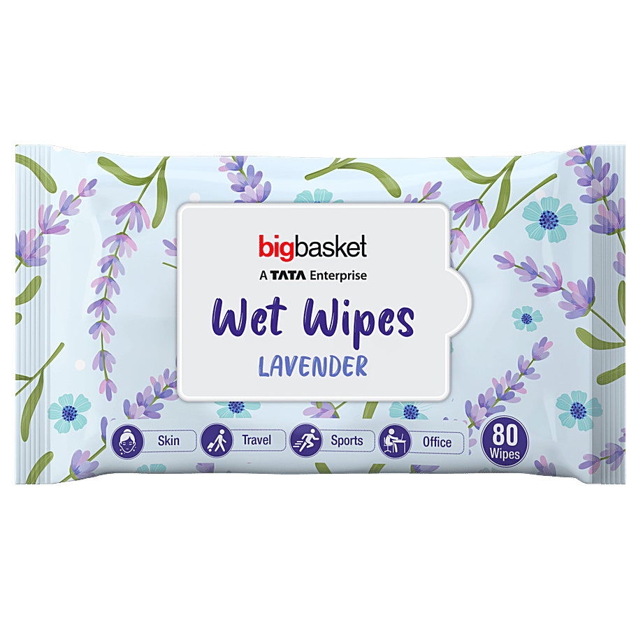 bigbasket Wet Wipes - Lavender, Double Moisturising, Extra Thick, No Paraben - Baby Care on OZO Mart