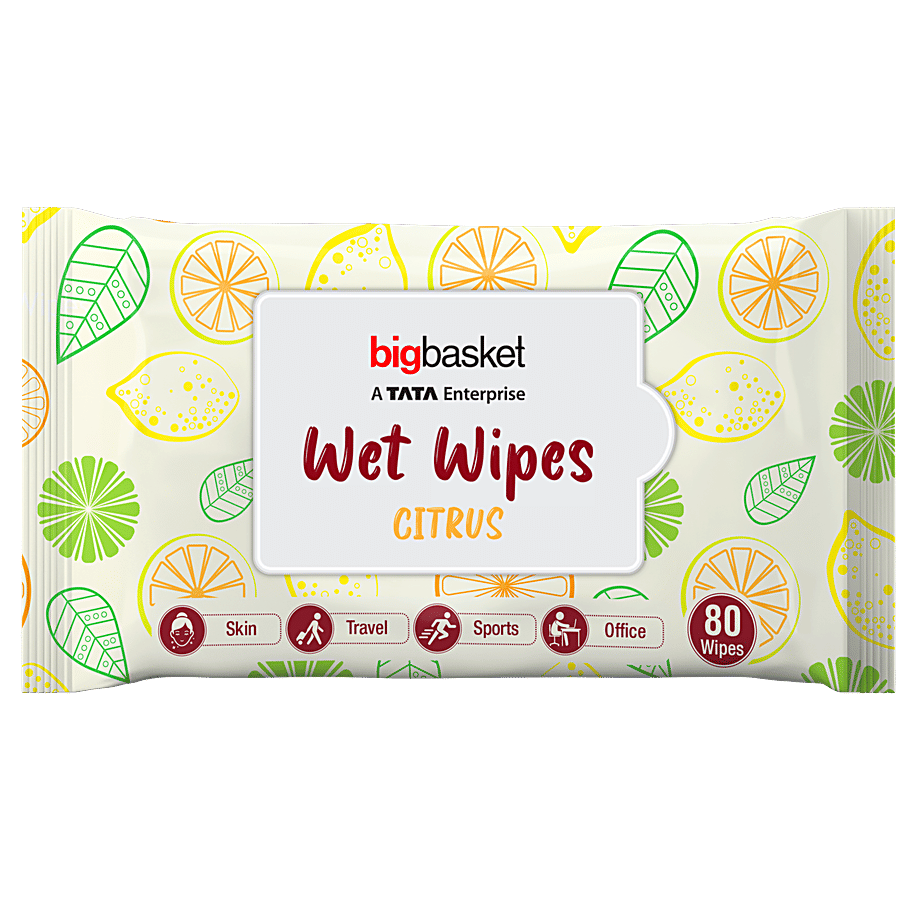 bigbasket Wet Wipes - Citrus, Double Moisturising, Extra Thick, No Paraben - Baby Care on OZO Mart