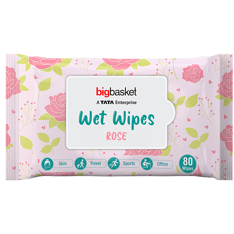 bigbasket Rose Wet Wipes - Baby Care on OZO Mart