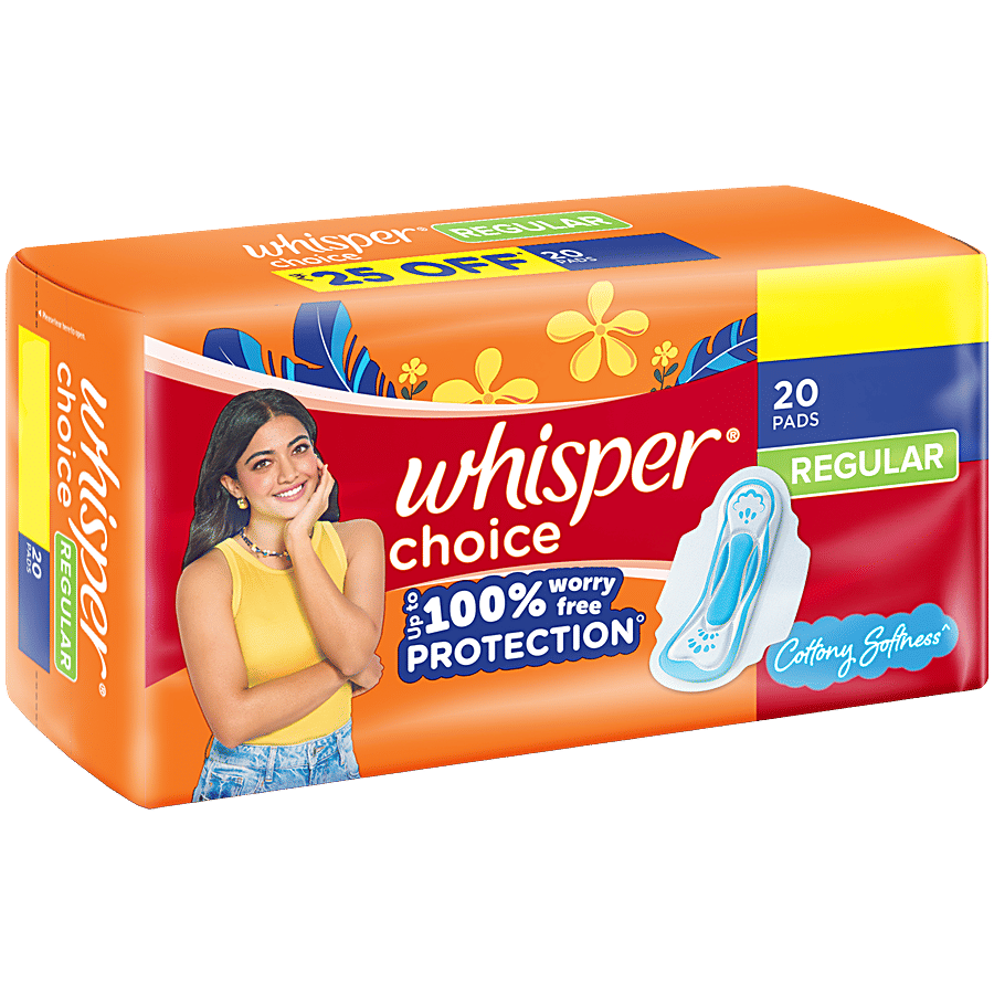 Whisper Choice Regular Pads For Light To Medium Flow - Cottony Soft Protection, 20 pcs