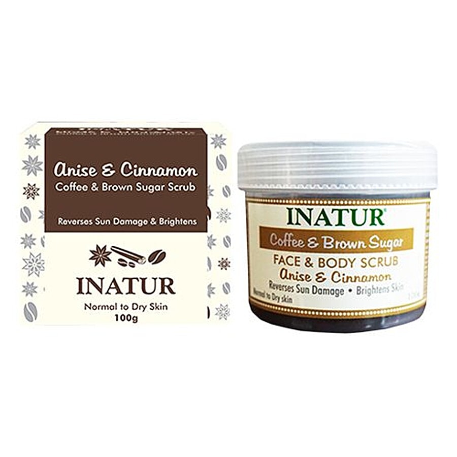 Inatur Coffee & Brown Sugar Scrub - Anise & Cinnamon, Normal to Dry Skin, Paraben Free & Sulphate Free - Dairy Breakfast on OZO Mart