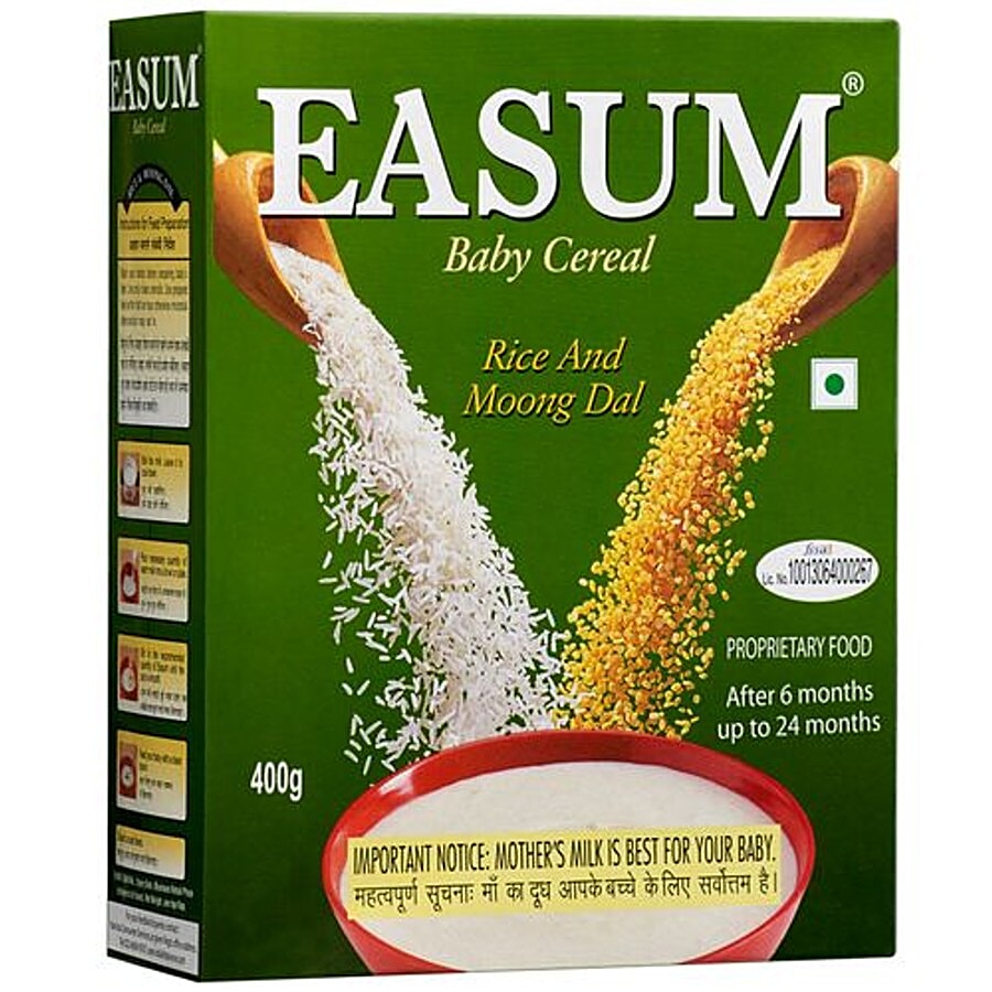 Easum Baby Cereal - Rice & Moong Dal, 6-24 Months, Milk Free - Split Lentils (Dal) on OZO Mart