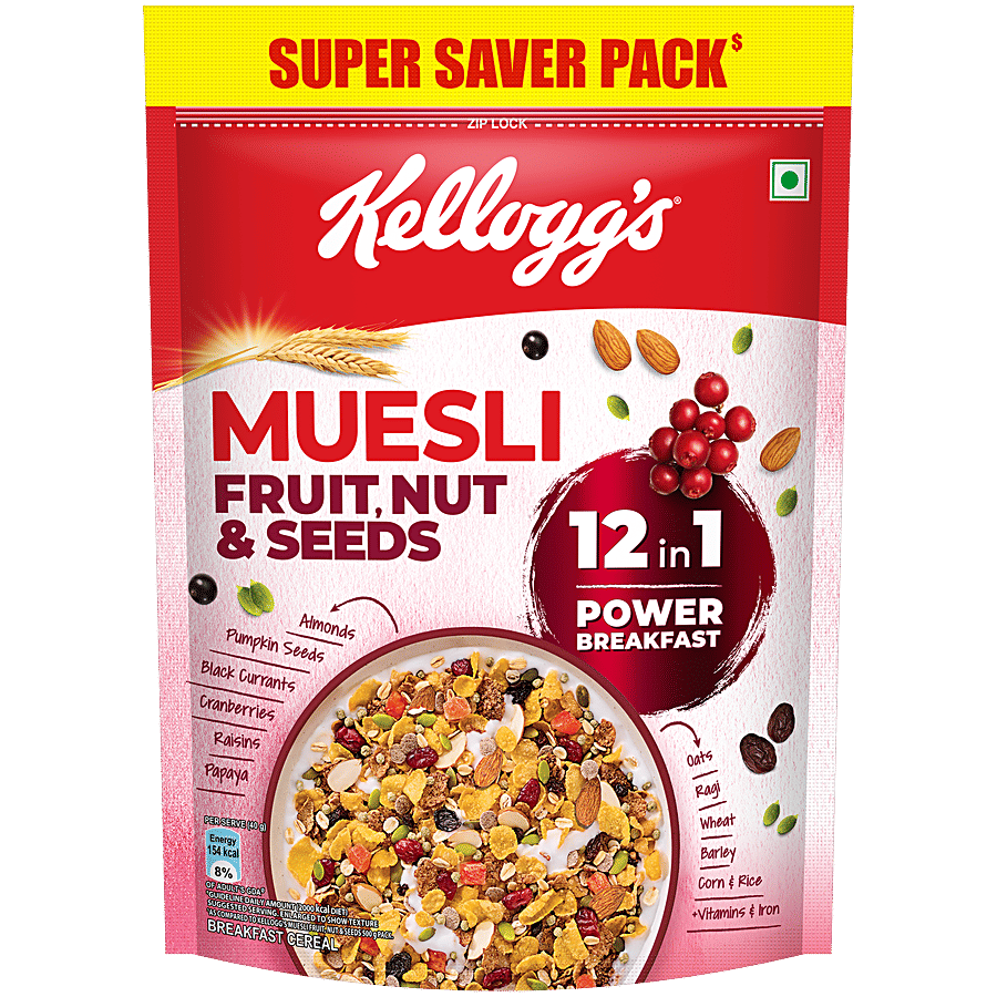 Kellogg's Fruit, Nut & Seeds Muesli 12 In 1 Power Breakfast - Breakfast Cereals on OZO Mart