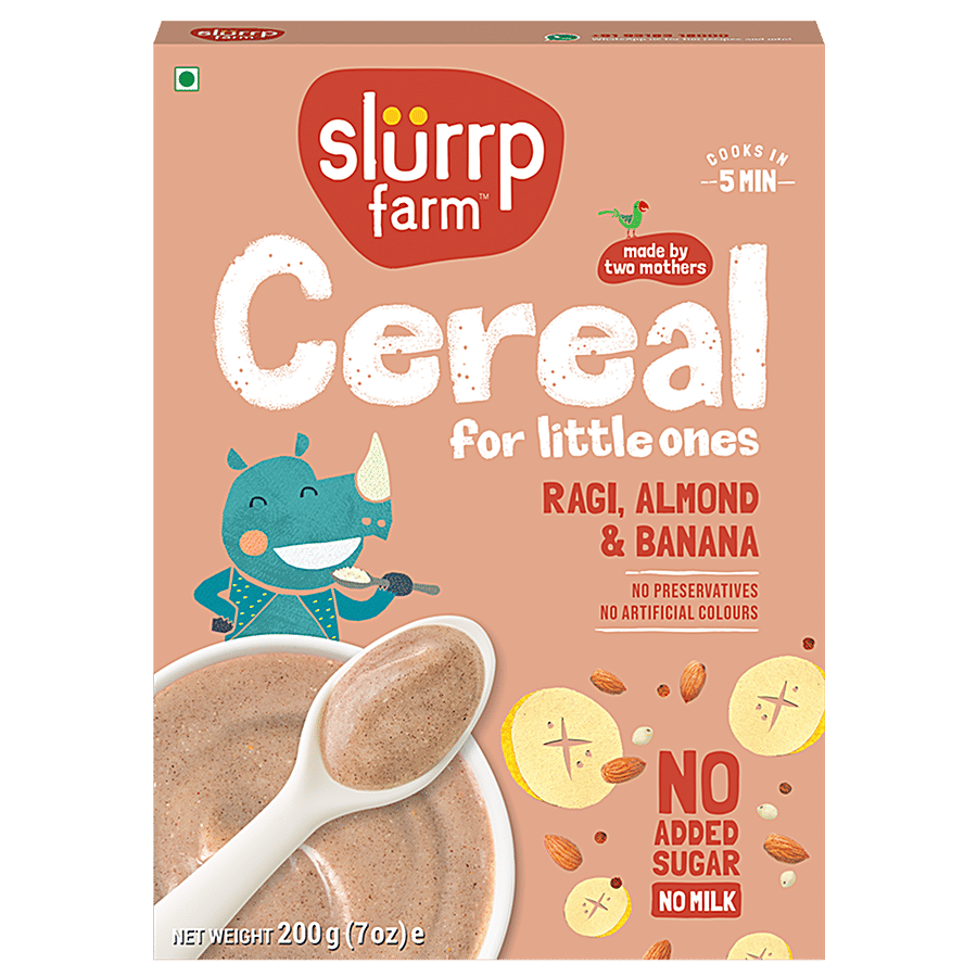 Slurrp Farm Ragi, Almond & Banana Cereal - No Sugar, No Salt, No Milk - Salt & Sugar on OZO Mart