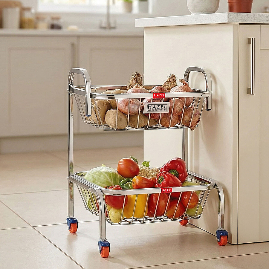 Buy Hazel Steel Kitchen Fruits & Vegetable Storage Rack/Trolley