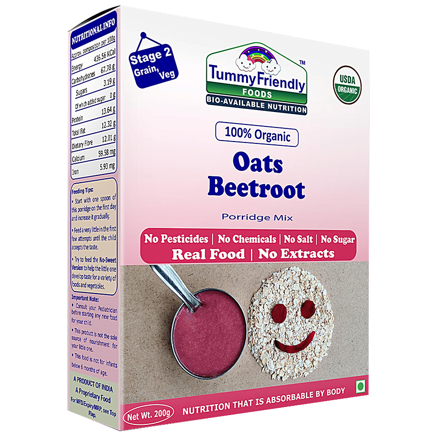 TummyFriendly Foods Organic Oats, Beetroot Porridge Mix - Baby Formula on OZO Mart