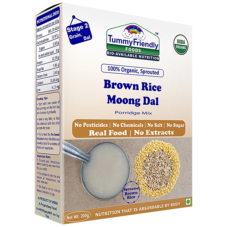 TummyFriendly Foods Organic Sprouted Brown Rice, Moong Dal Porridge Mix - Split Lentils (Dal) on OZO Mart