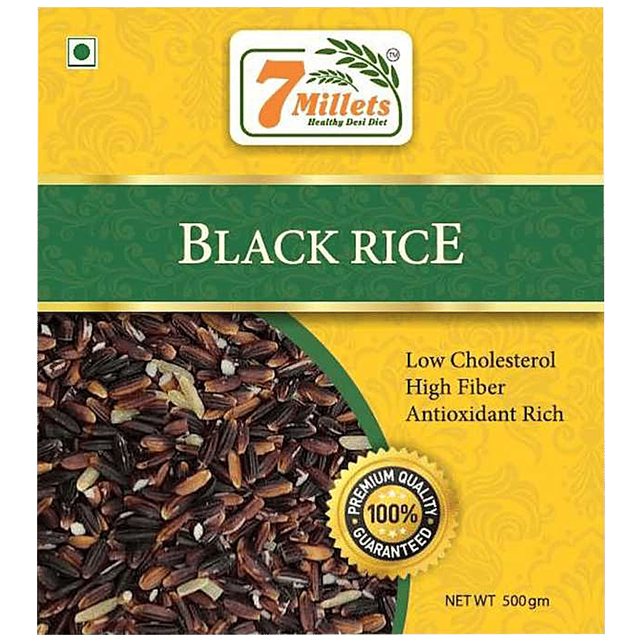 7Millets Black Rice - Premium Quality, Raw, Unpolished, Low Cholesterol, Antioxidant Rich - Pulses & Lentils (Dals) on OZO Mart