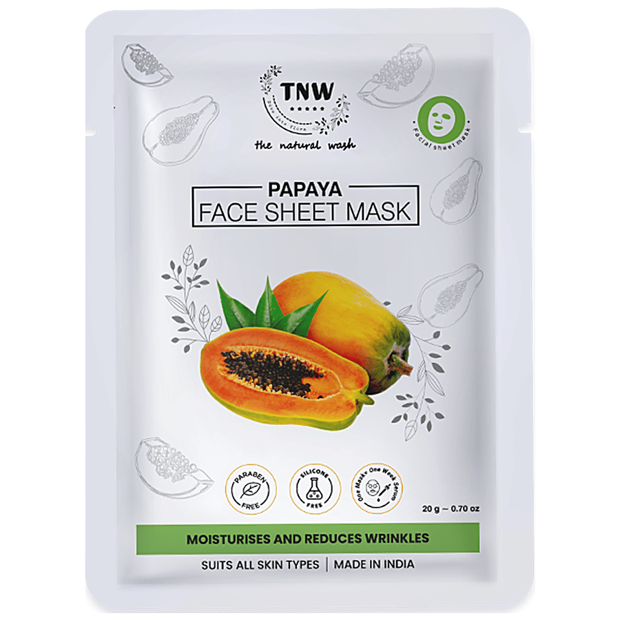 TNW-The Natural Wash Papaya Face Sheet Mask - Reduces Wrinkles & Moisturises - Skin Care on OZO Mart