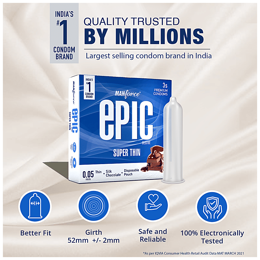Buy Manforce Condoms Epic Desire Super Thin Premium Condoms, For