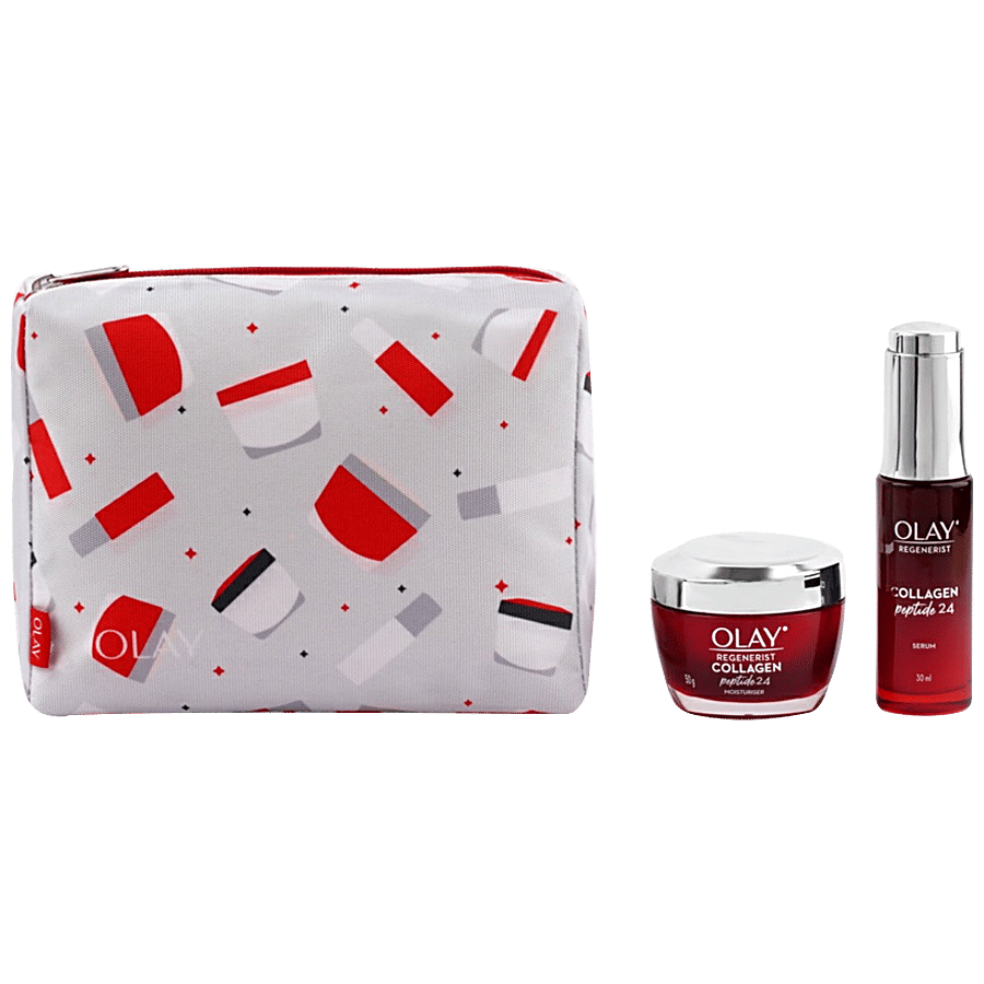 Olay Regenerist Collagen Peptide 24 Moisturiser Cream & Serum - Get, Set, Bounce, Giftpack - Detergents on OZO Mart