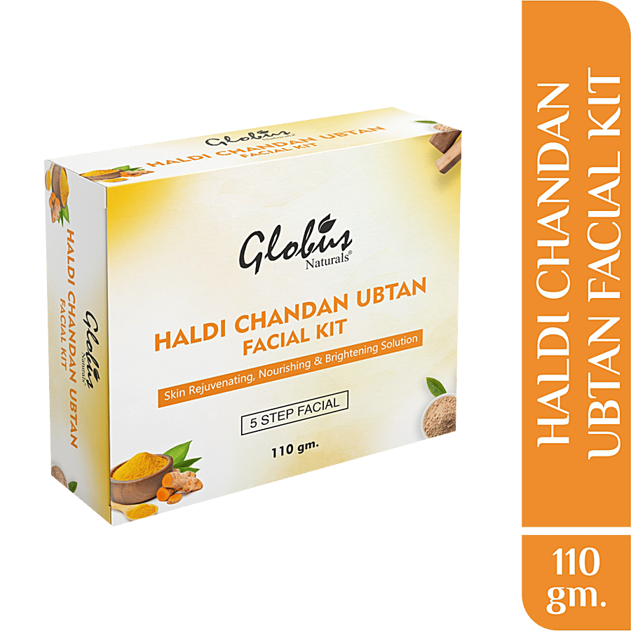 Globus Naturals Haldi Chandan Ubtan Facial Kit - Rejuvenating, Nourishing & Brightening, Paraben-Free - Dairy Breakfast on OZO Mart