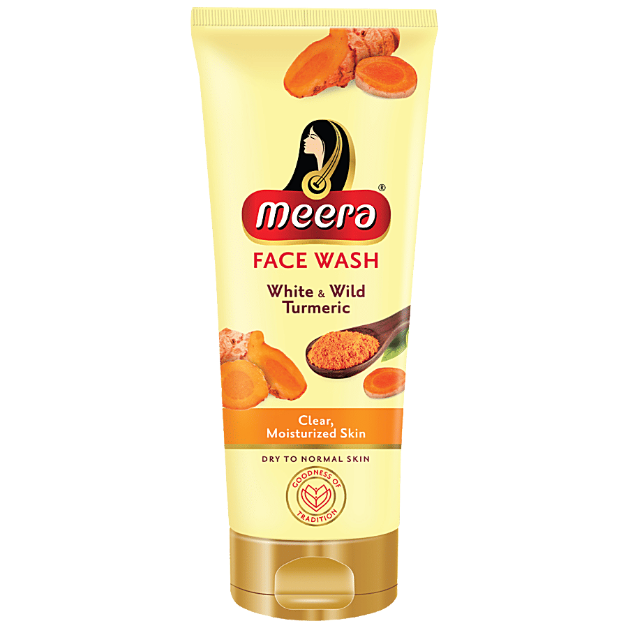Meera White & Wild Turmeric Face Wash - Fights 99.9% Pimple Causing Bacteria, Dry To Normal Skin - Dairy Breakfast on OZO Mart