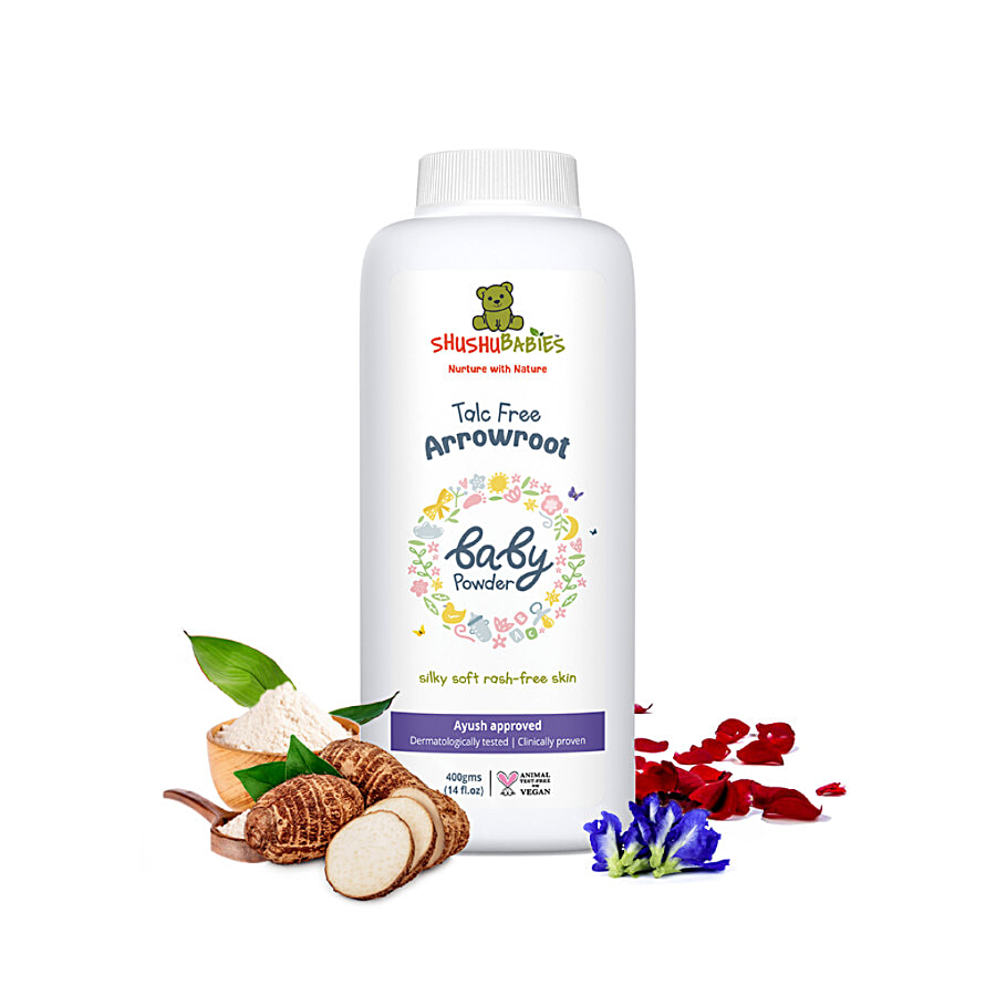 ShuShu Babies Talc Free Arrowroot Baby Powder For Silk Soft Rash Free Skin,  400 g
