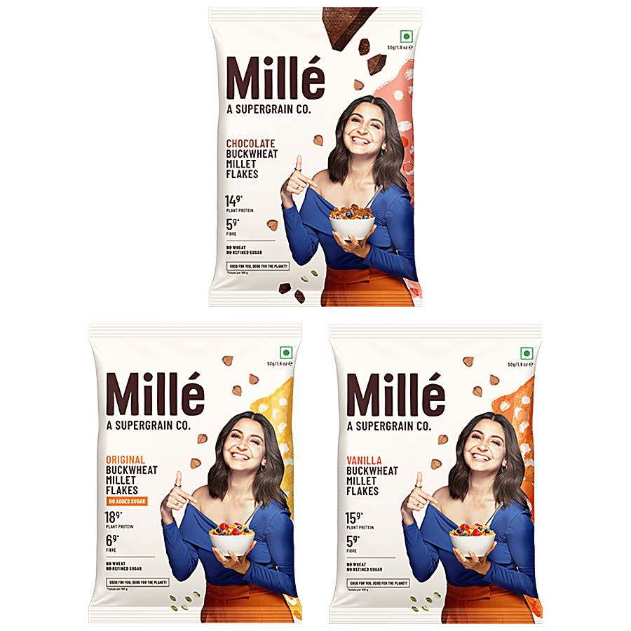 Mille Buckwheat Breakfast Millet Flakes - Original, Vanilla & Chocolate Flavour - Breakfast Cereals on OZO Mart