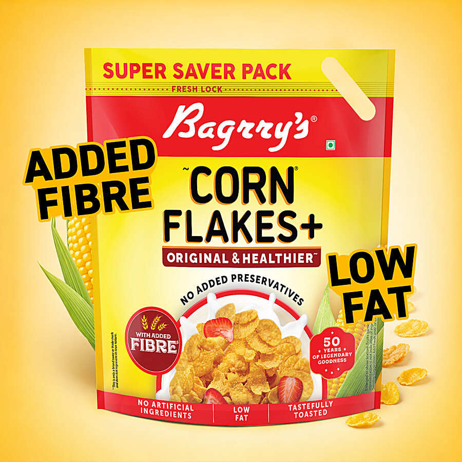 Bagrry's Corn Flakes Plus Original & Healthier - With Added Fibre Power - Breakfast Cereals on OZO Mart