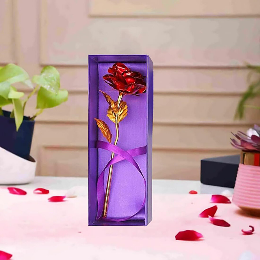 Buy JBG Home Store Red Rose Flower Gift Box - With Golden Leaf