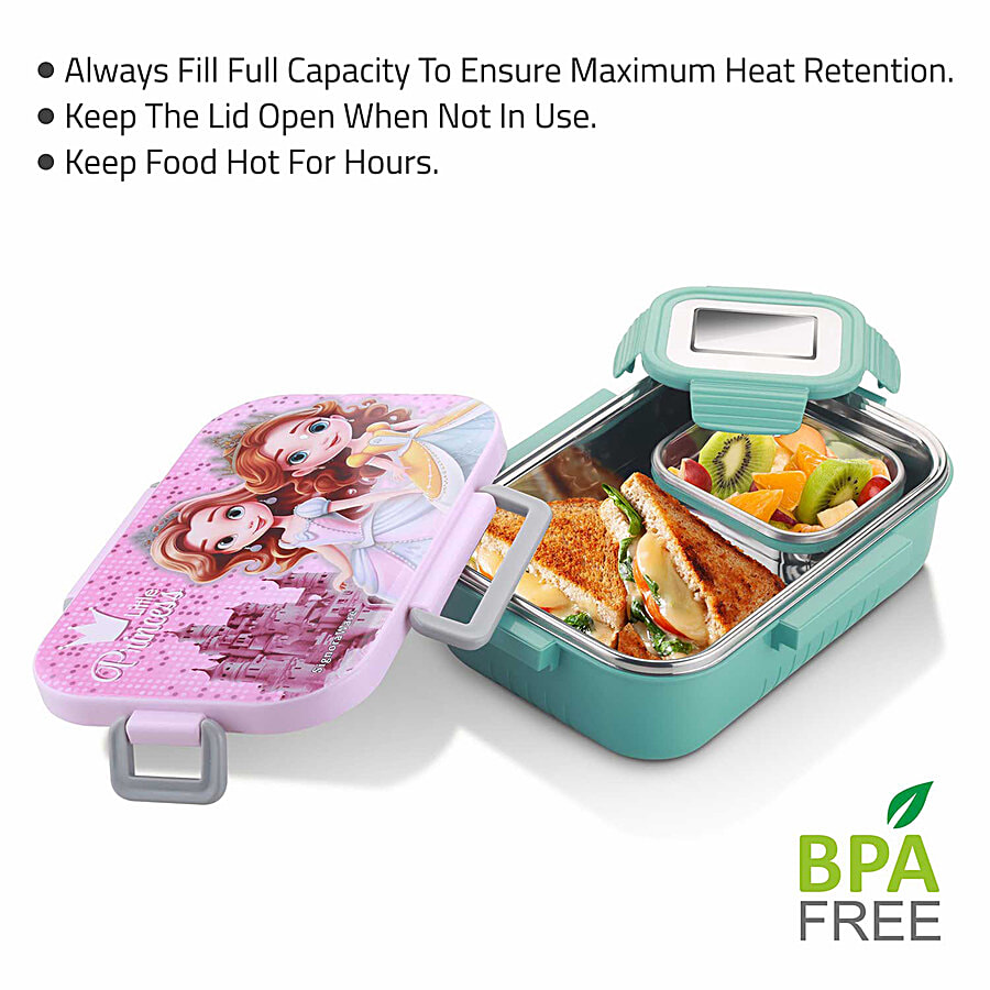 Signoraware Chipmunk Stainless Steel Insulated Kids Lunch Box With  Container, Little Princess, Pink, pcs