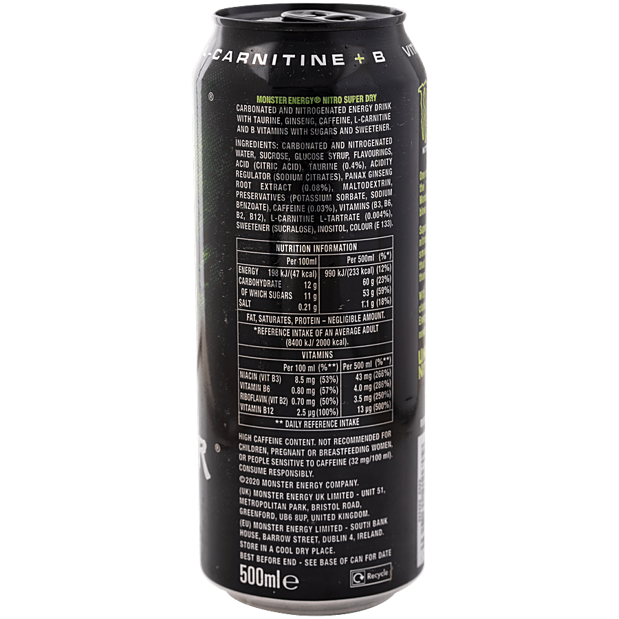 how much l carnitine is in a white monster Monster Zero Sugar Ultra Red White & Blue Razz Energy Drink Same-Day Delivery or Pickup Monster Energy Zero Sugar Sugar