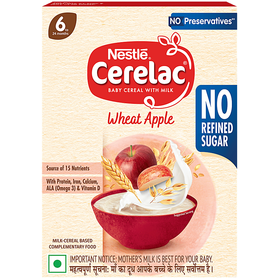 Nestle Cerelac Cerelac Wheat Apple Baby Food Cereal - 6 To 24 Months Baby - Baby Formula on OZO Mart