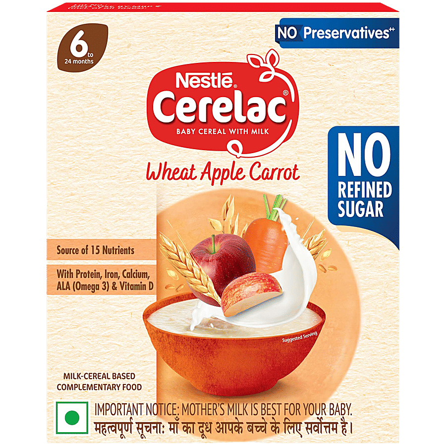 Nestle Cerelac Wheat Apple Carrot Baby Food Cereal - 6 To 24 Months Baby - Baby Formula on OZO Mart