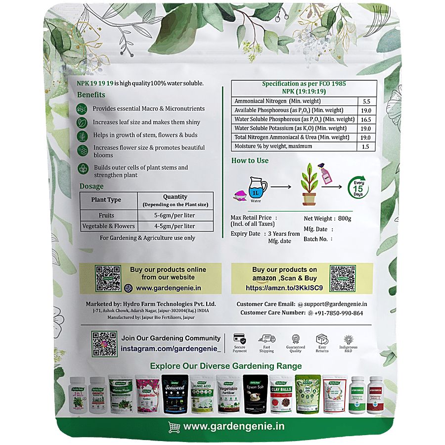 Buy Garden Genie NPK 19-19-19 Gardening Fertiliser For Plant Boost