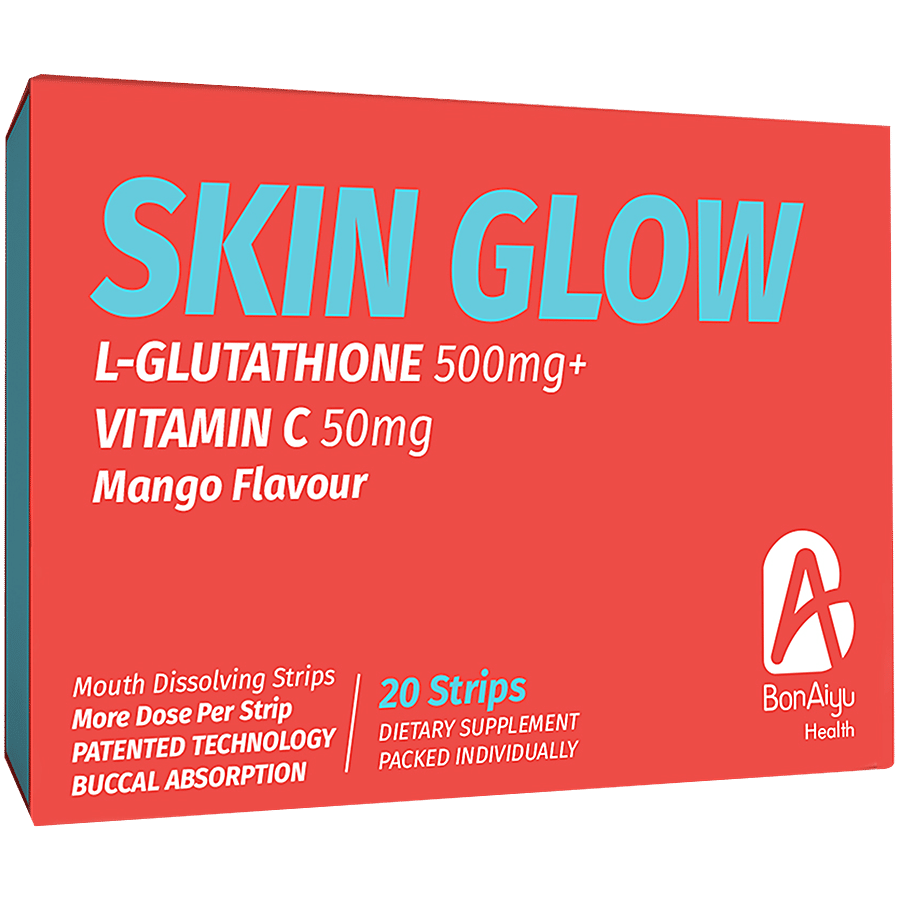glow 500mg glutathione Buy Bonaiyu Skin Glow Mango Flavour Mouth Dissolving Strips - L-Glutathione  500 mg + Vitamin C 40mg Online at Best Price of Rs 460