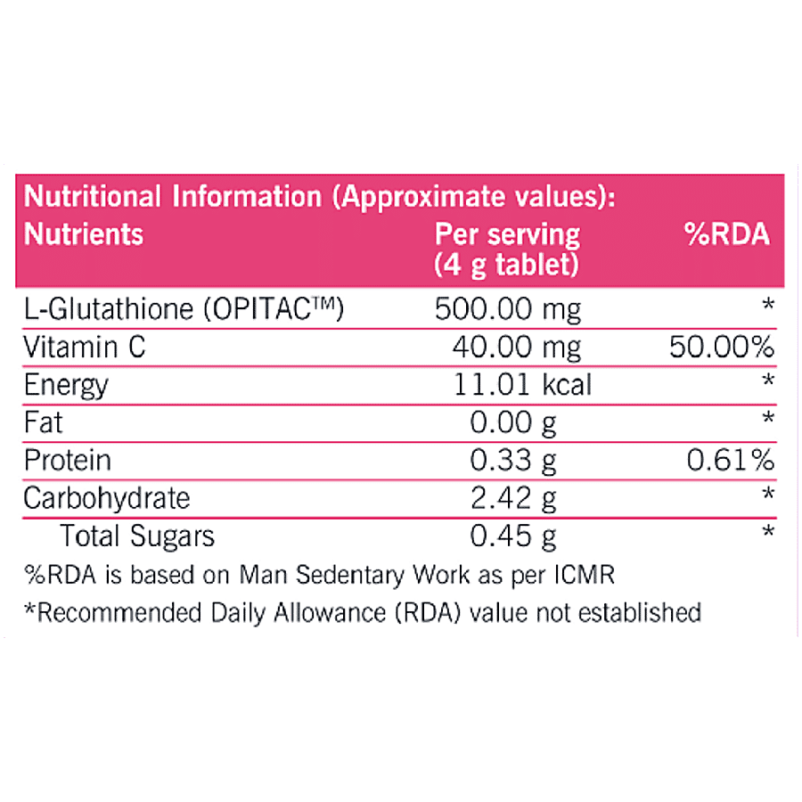 Chicnutrix Glow Glutathione Strawberry & Lemon Flavour Effervescent  Tablets, 10 pcs