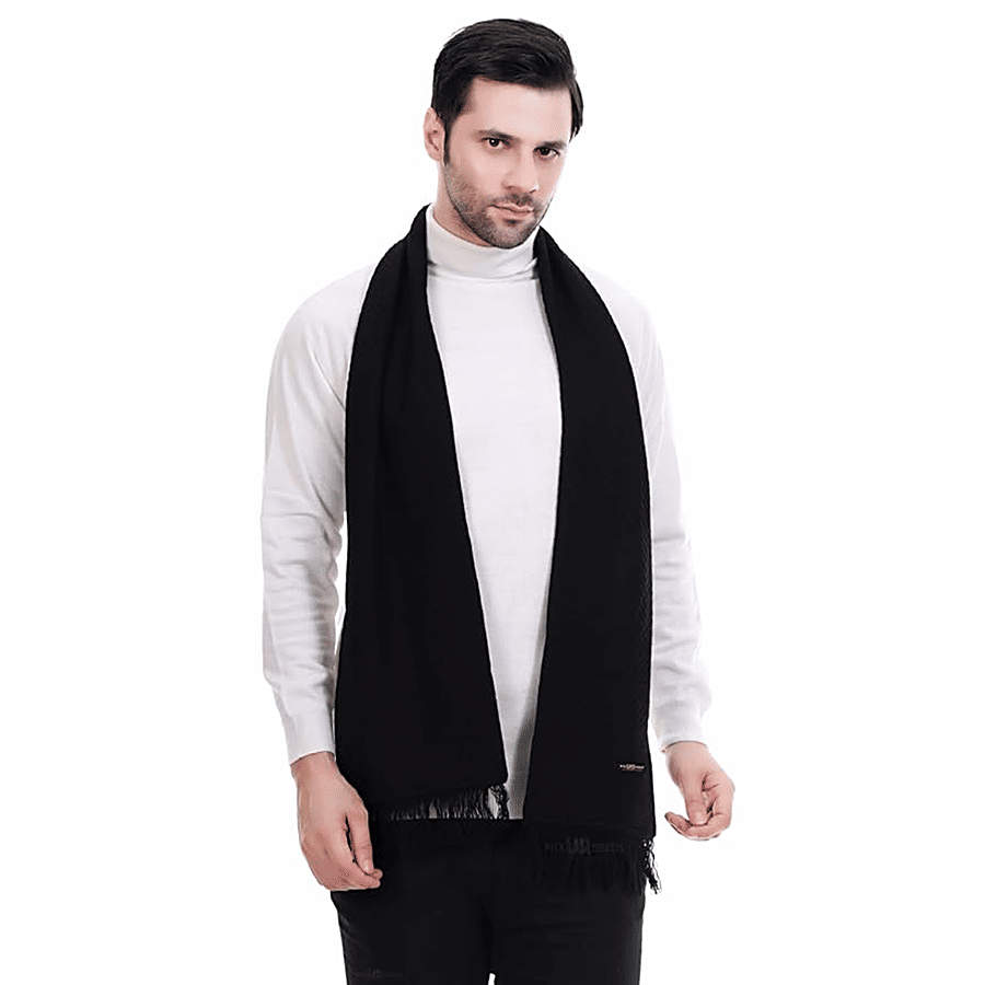 Buy Pearlfiesta Solid Woollen Muffler/Scarf - Black Online at Best