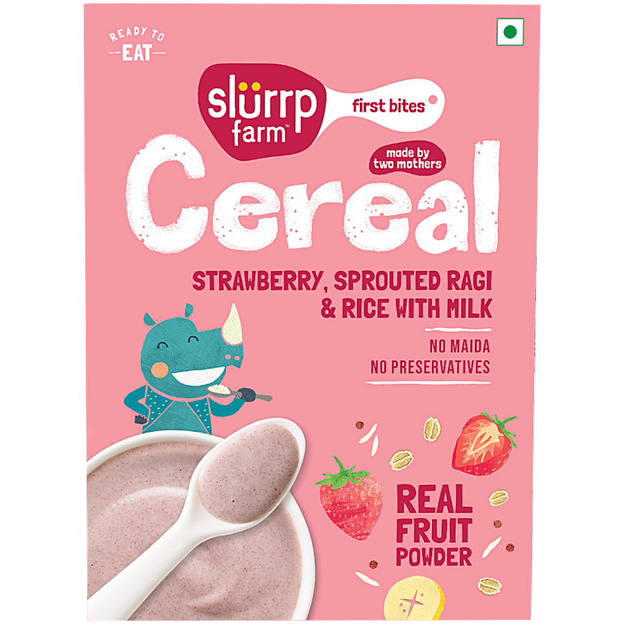 Slurrp Farm First Bites Cereal - Strawberry, Sprouted Ragi & Rice With Milk - Baby Formula on OZO Mart