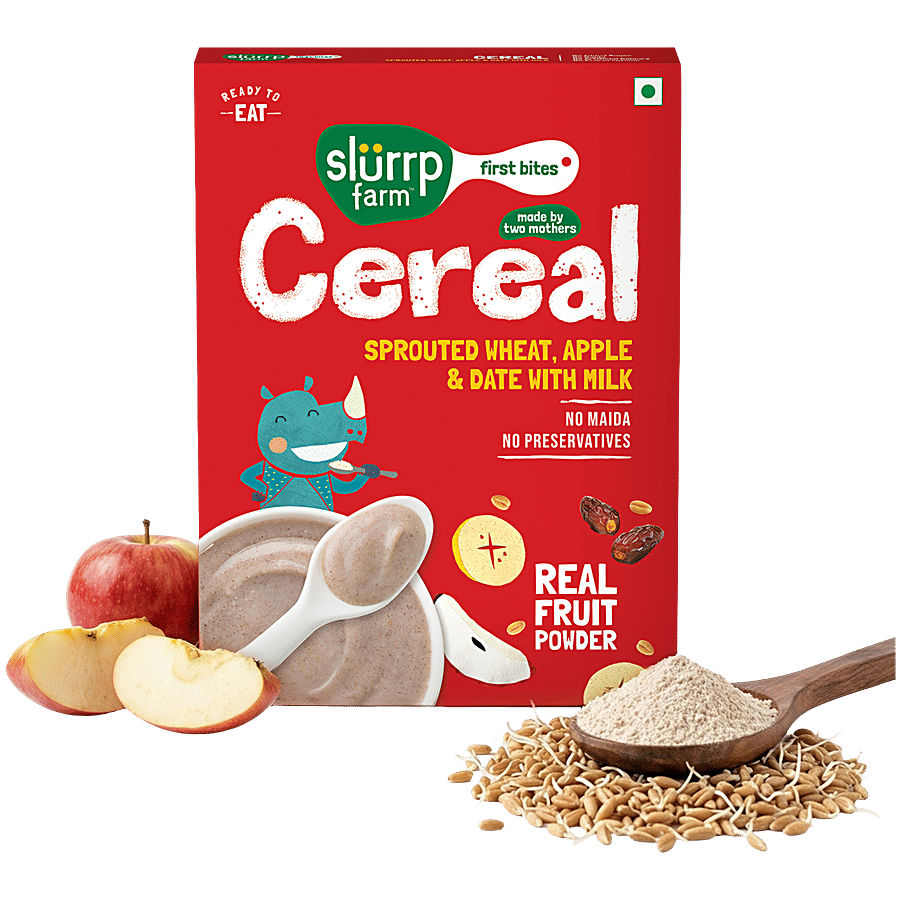 Slurrp Farm First Bites Cereal - Sprouted Wheat, Apple & Date With Milk - Baby Formula on OZO Mart