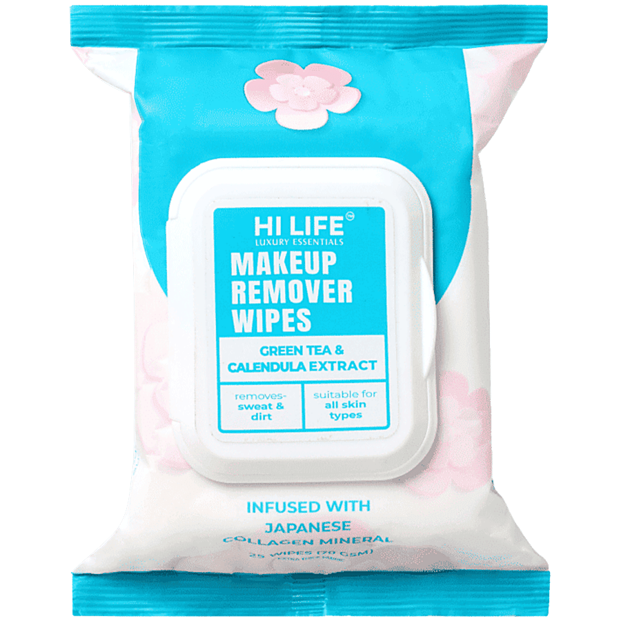 Hi Life Green Tea & Calendula Extract Makeup Remover Wet Wipes - Baby Care on OZO Mart
